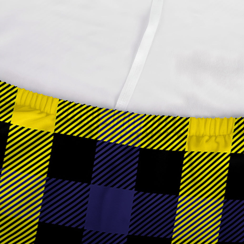 Yellow Navy And Black Plaid Print Sofa Cover