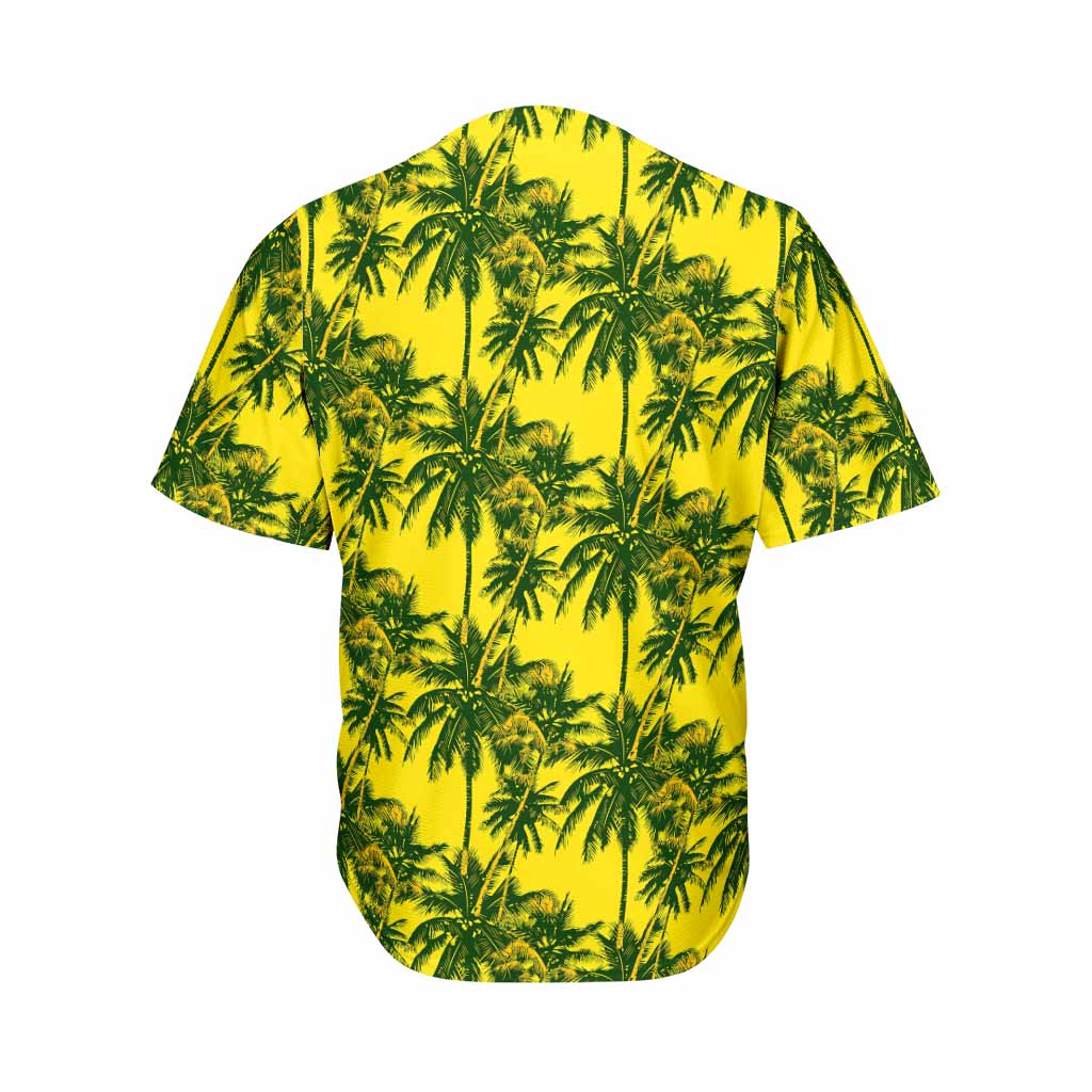 Yellow Palm Tree Pattern Print Men's Baseball Jersey