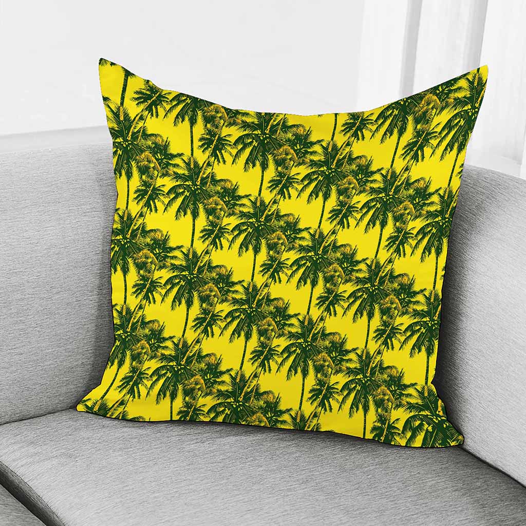 Yellow Palm Tree Pattern Print Pillow Cover