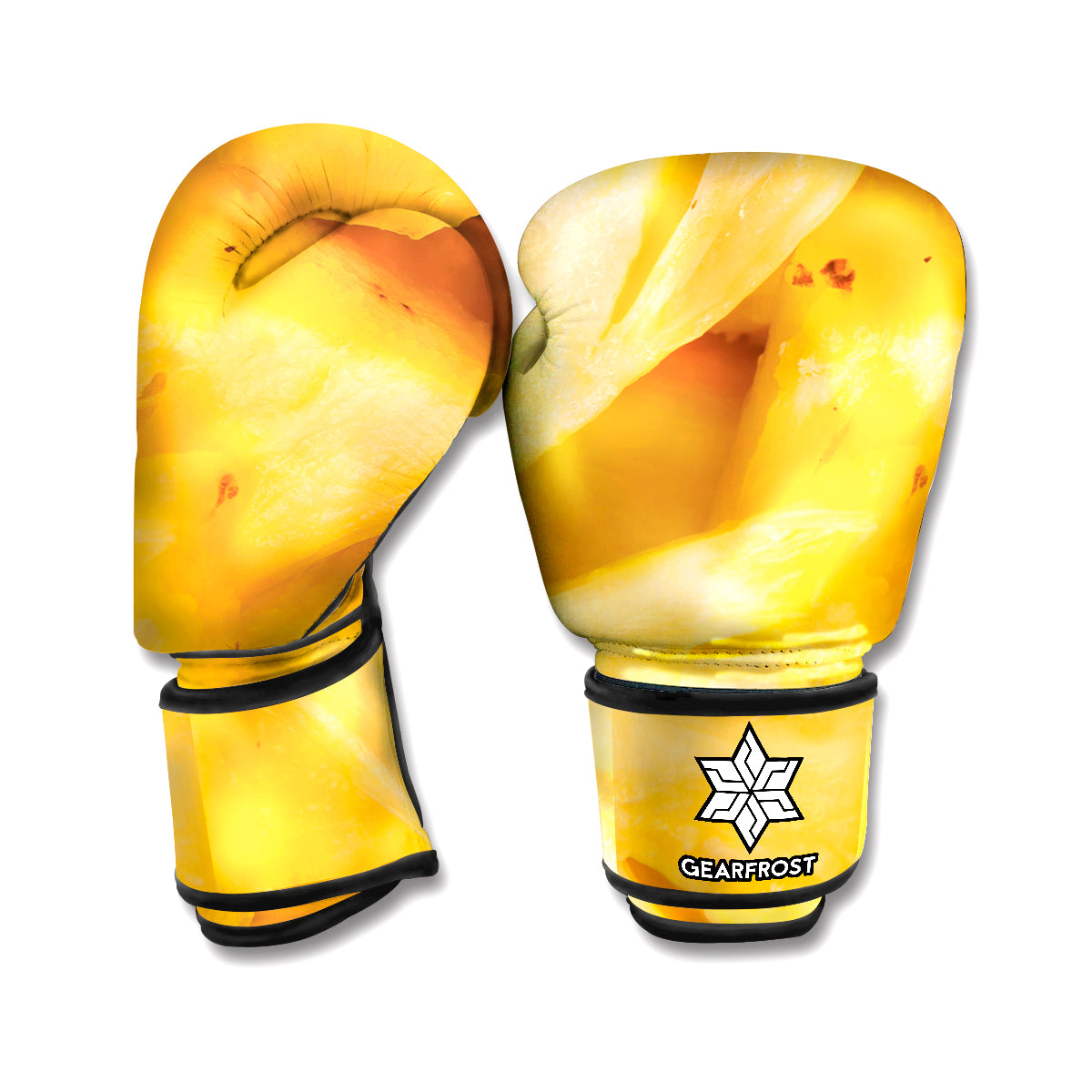 Yellow Pineapple Pieces Print Boxing Gloves