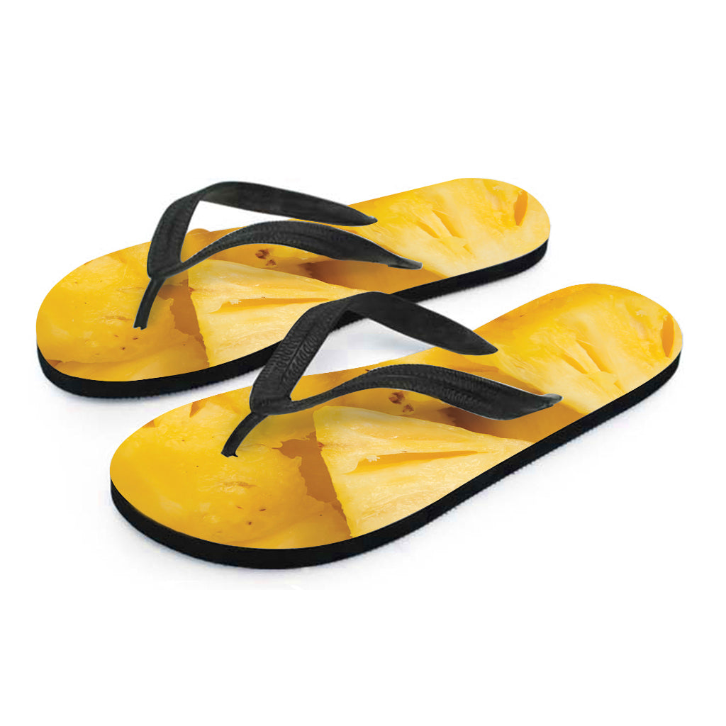Yellow Pineapple Pieces Print Flip Flops