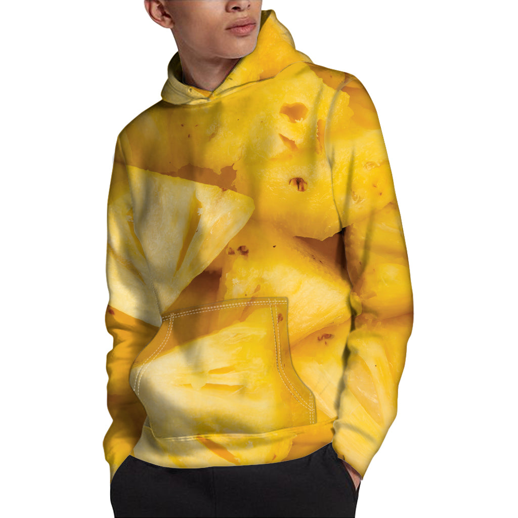 Yellow Pineapple Pieces Print Pullover Hoodie