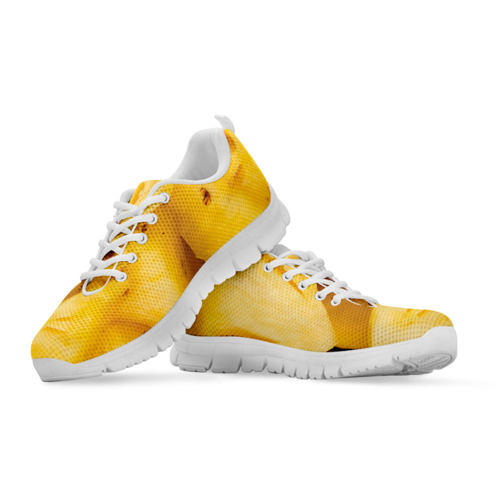 Yellow Pineapple Pieces Print White Sneakers