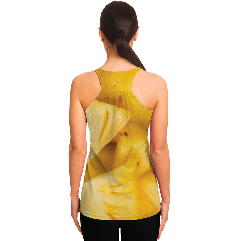 Yellow Pineapple Pieces Print Women's Racerback Tank Top