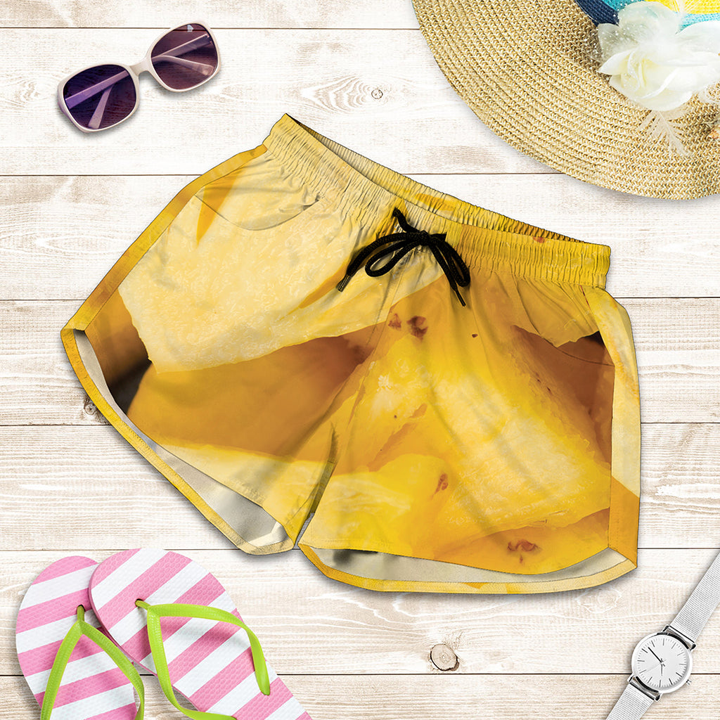 Yellow Pineapple Pieces Print Women's Shorts