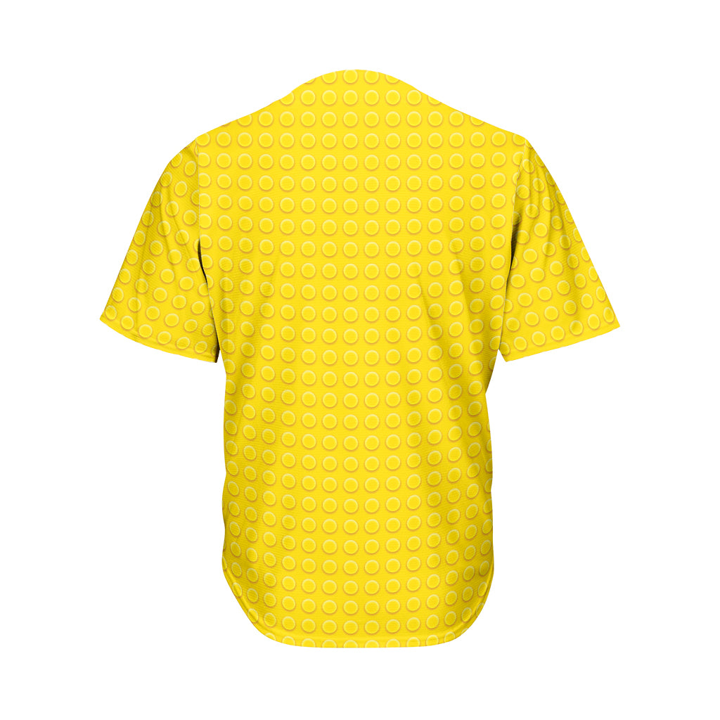 Yellow Plastic Building Blocks Print Men's Baseball Jersey