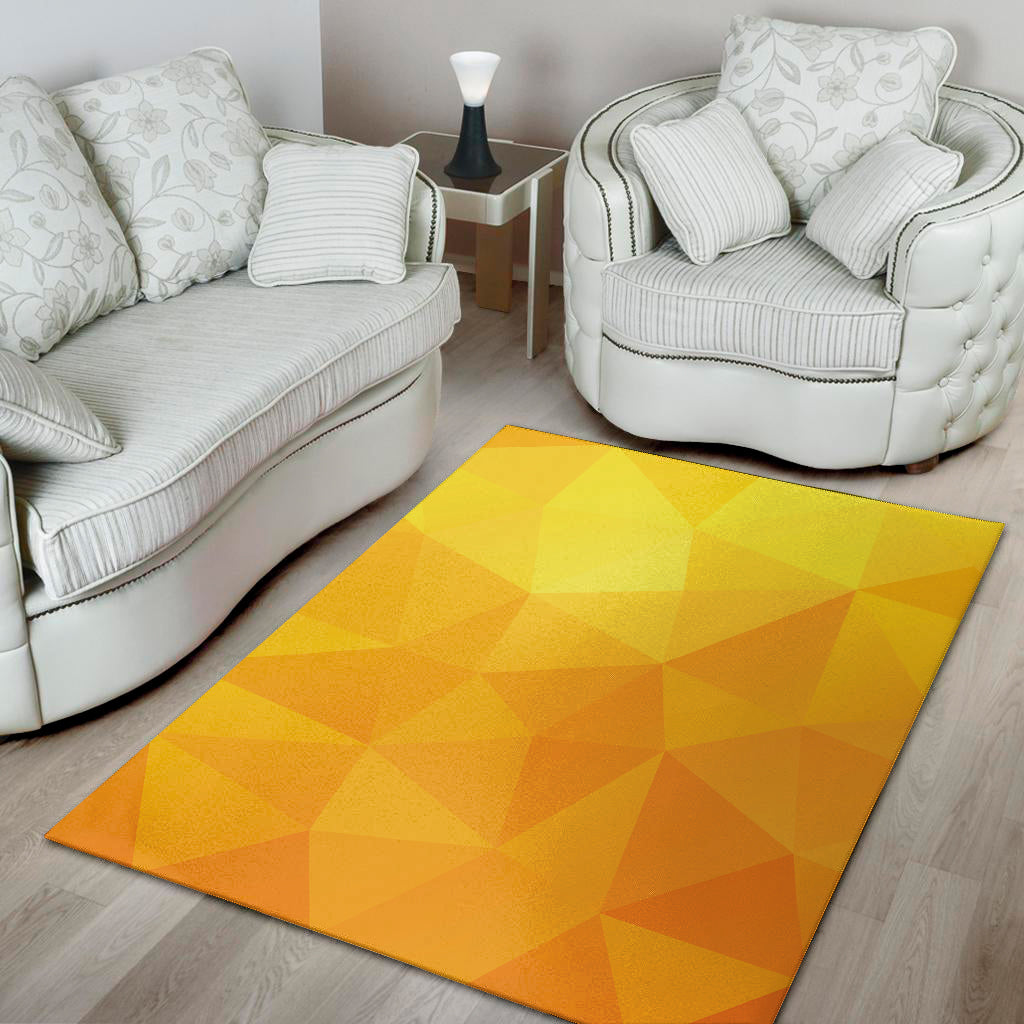 Yellow Polygonal Geometric Print Area Rug