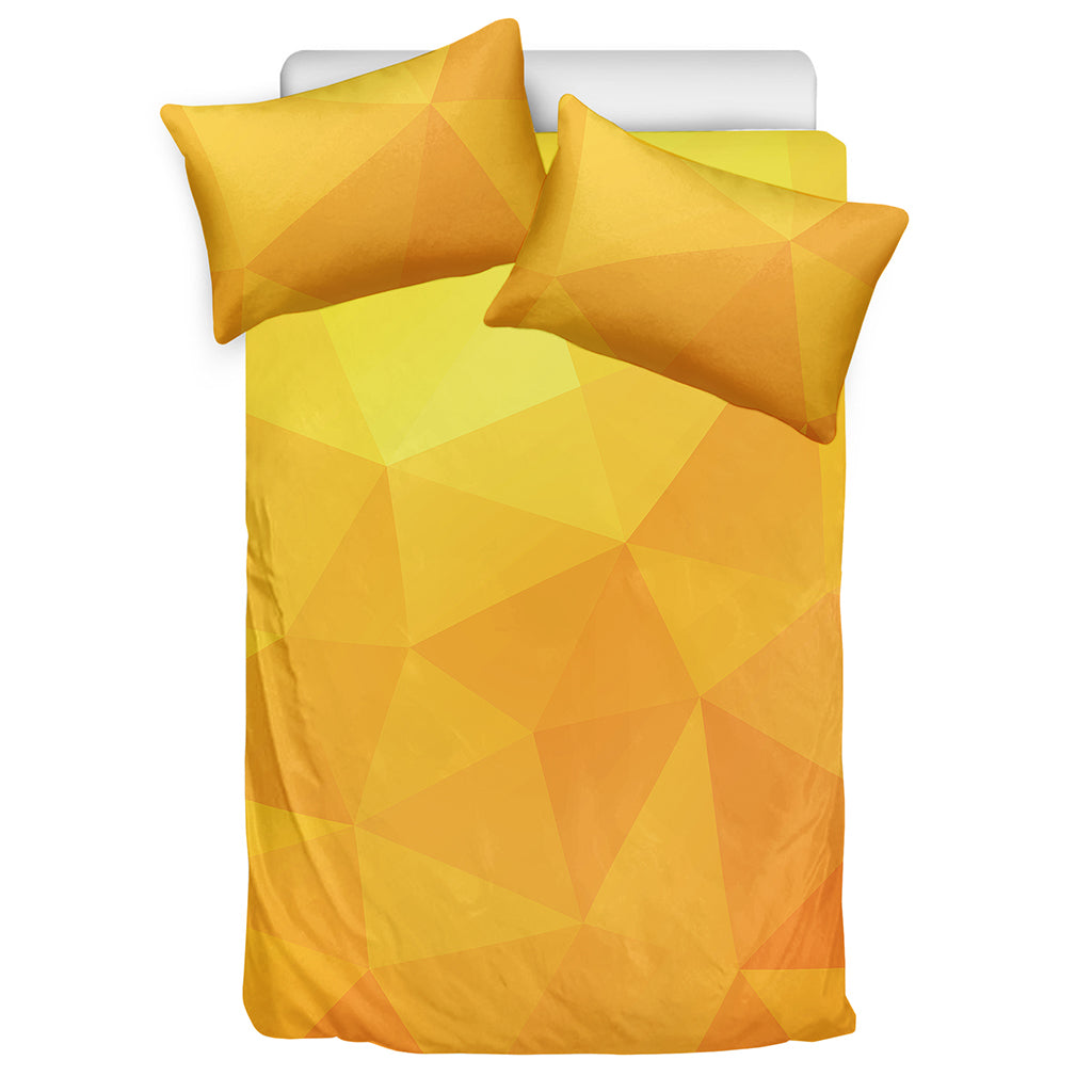Yellow Polygonal Geometric Print Duvet Cover Bedding Set