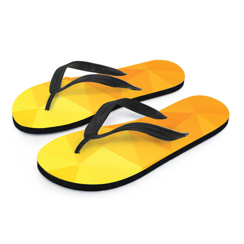 Yellow Polygonal Geometric Print Flip Flops