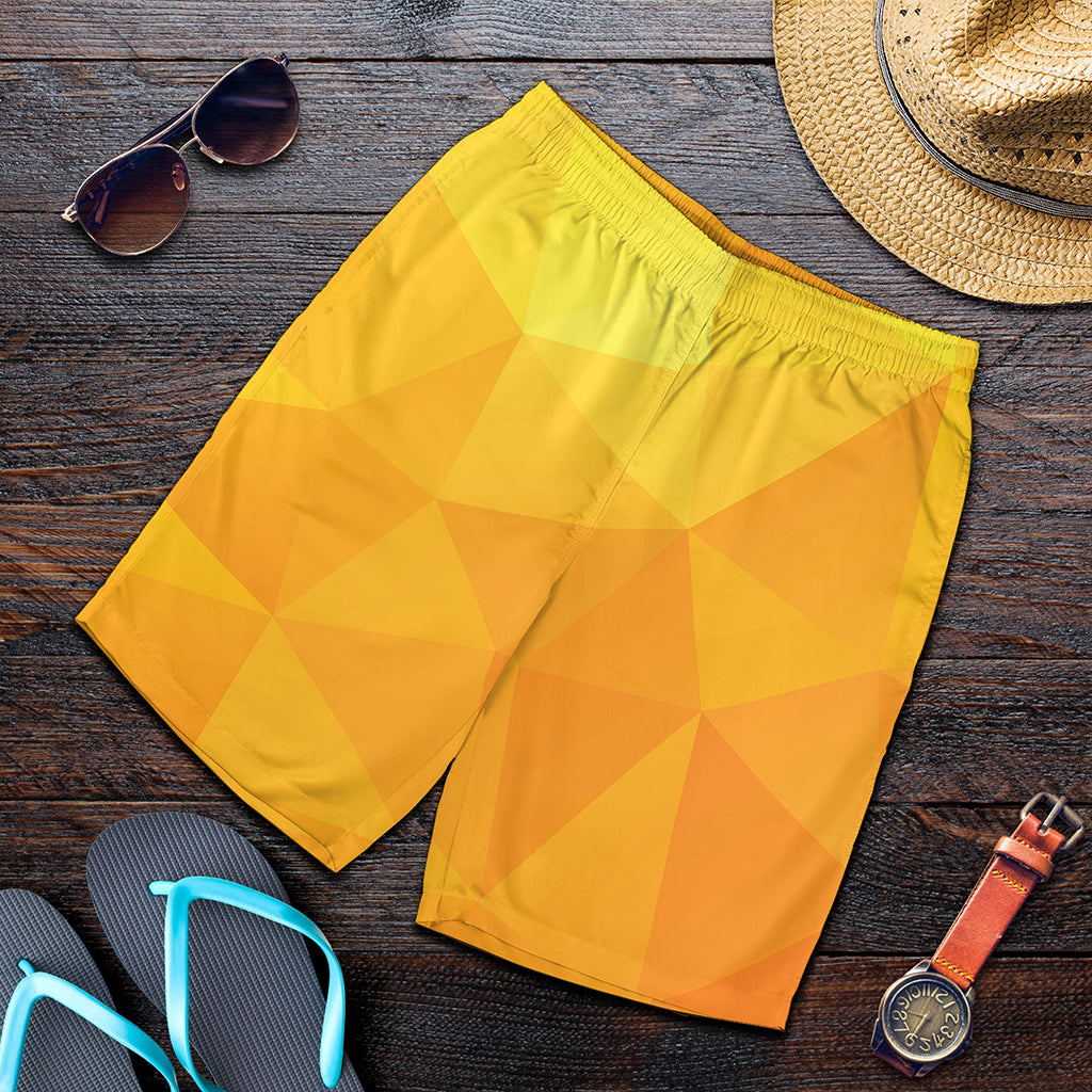Yellow Polygonal Geometric Print Men's Shorts