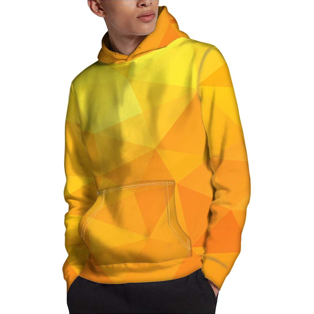 Yellow Polygonal Geometric Print Pullover Hoodie