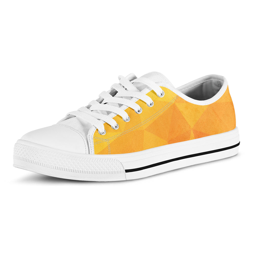Yellow Polygonal Geometric Print White Low Top Shoes