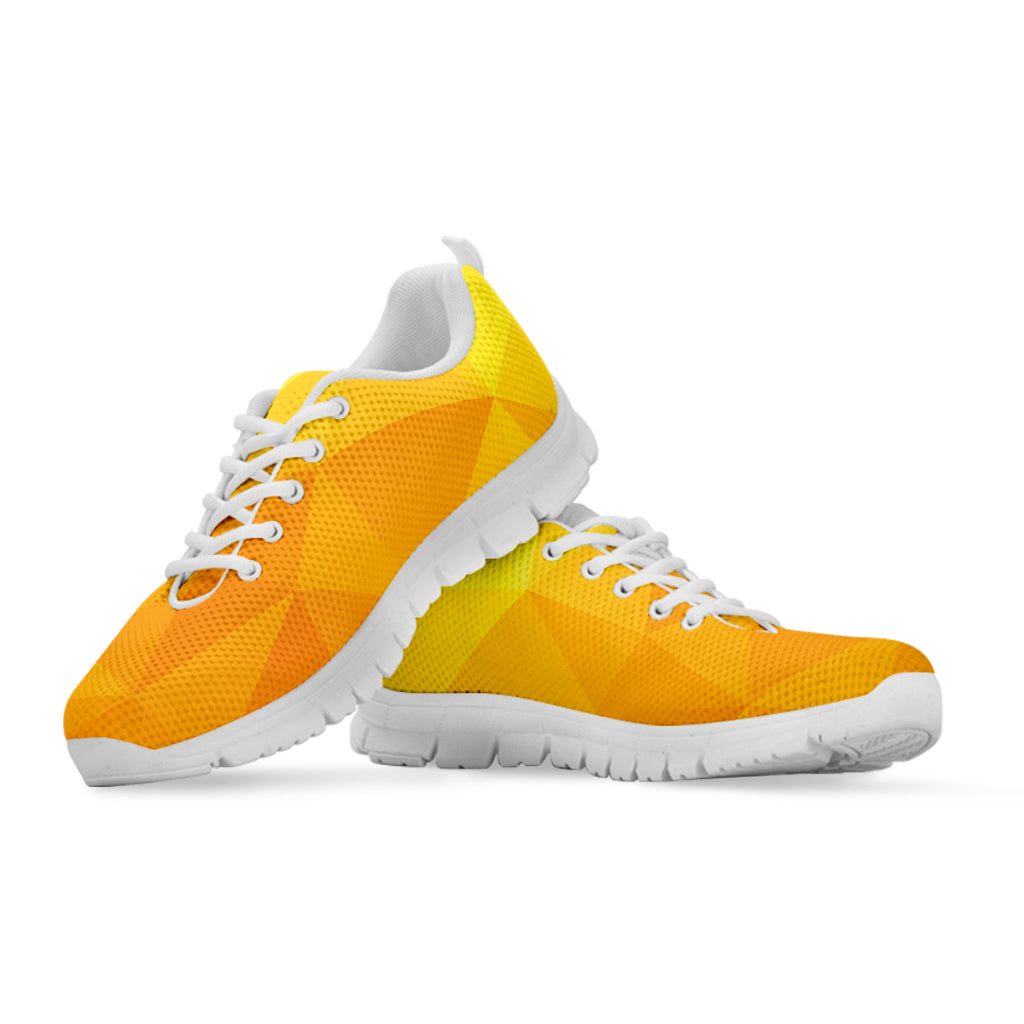 Yellow Polygonal Geometric Print White Sneakers