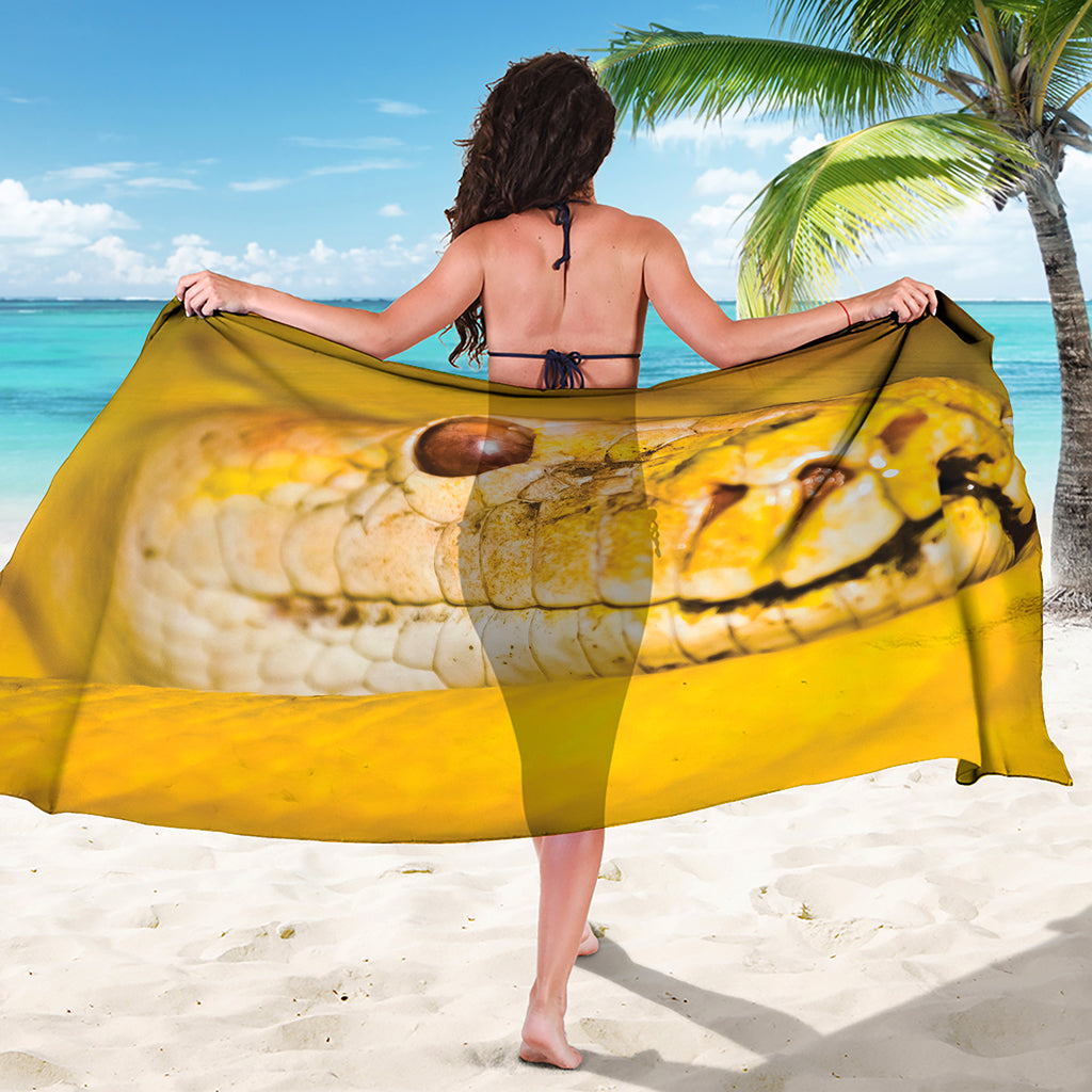 Yellow Python Snake Print Beach Sarong Wrap
