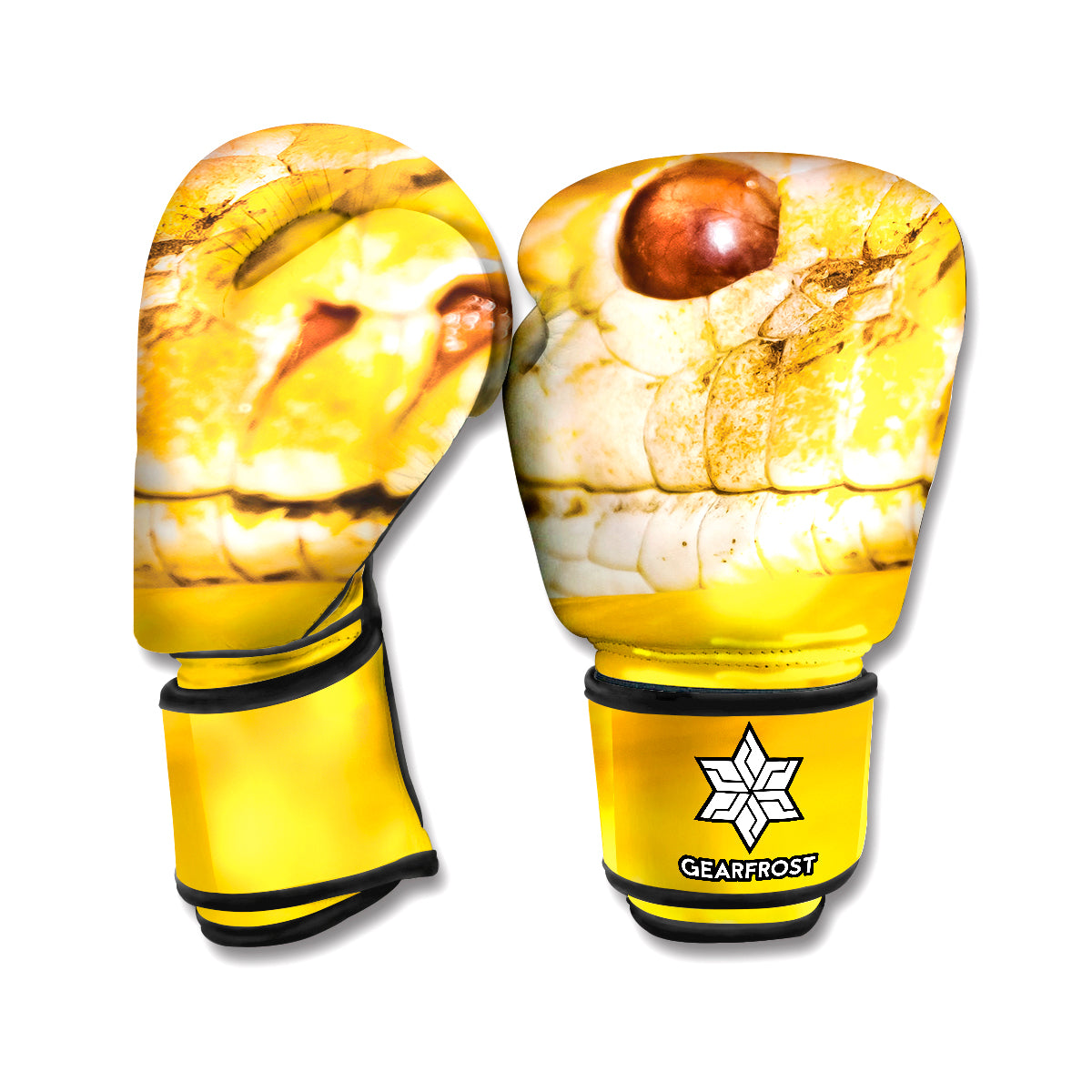 Yellow Python Snake Print Boxing Gloves