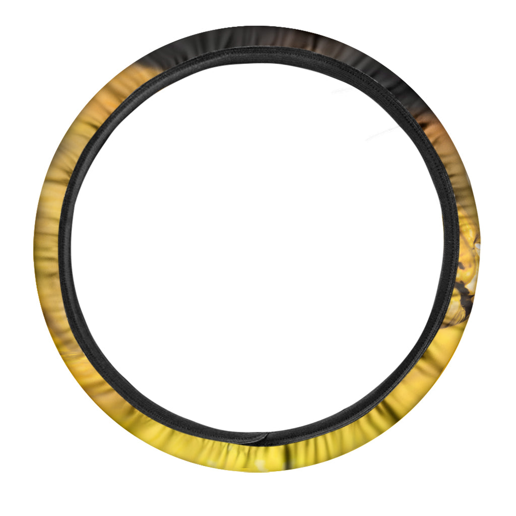 Yellow Python Snake Print Car Steering Wheel Cover