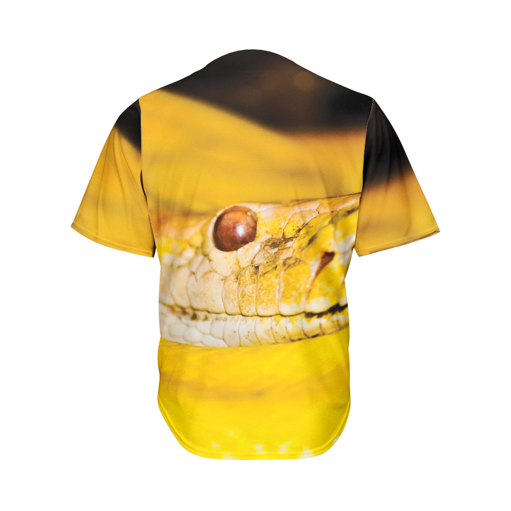 Yellow Python Snake Print Men's Baseball Jersey