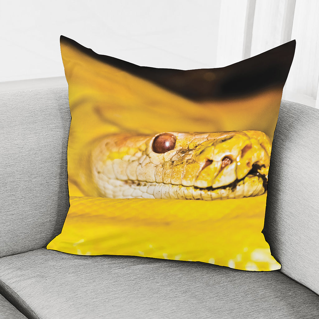 Yellow Python Snake Print Pillow Cover
