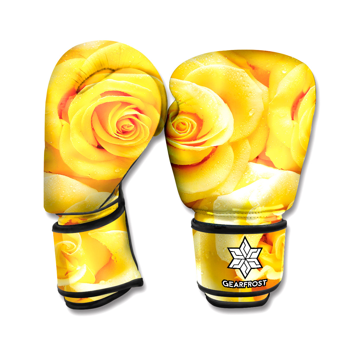 Yellow Rose Print Boxing Gloves