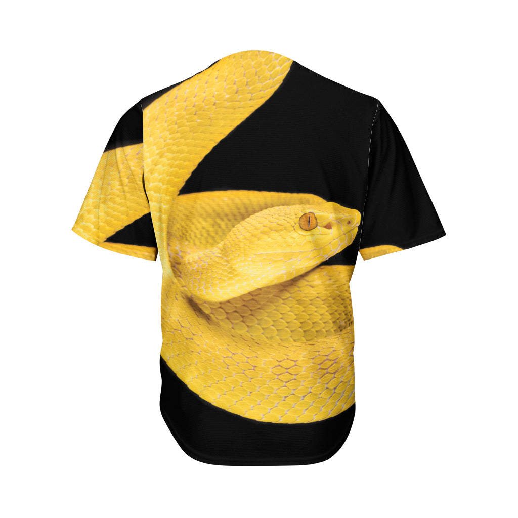 Yellow Snake Print Men's Baseball Jersey