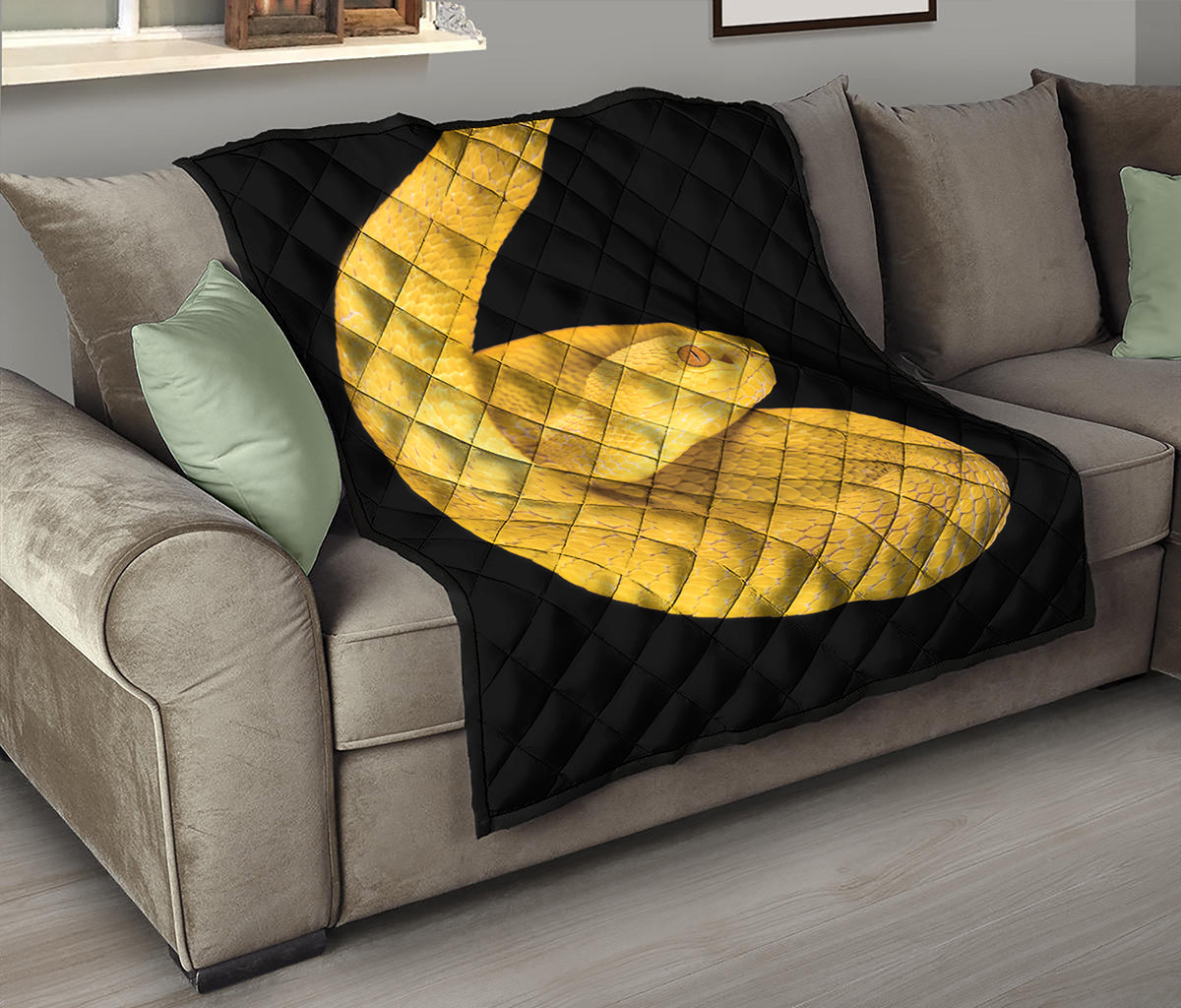 Yellow Snake Print Quilt