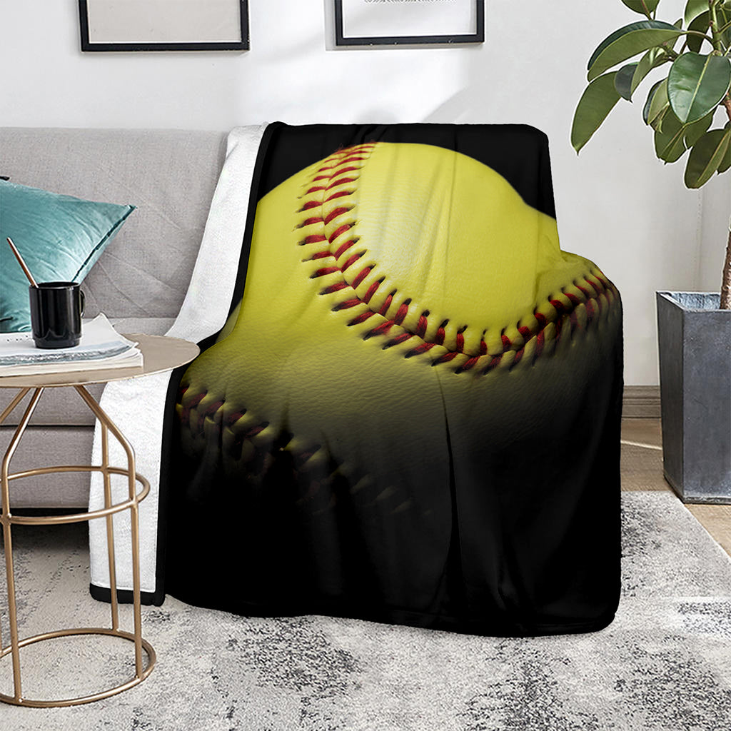 Yellow Softball Ball Print Blanket