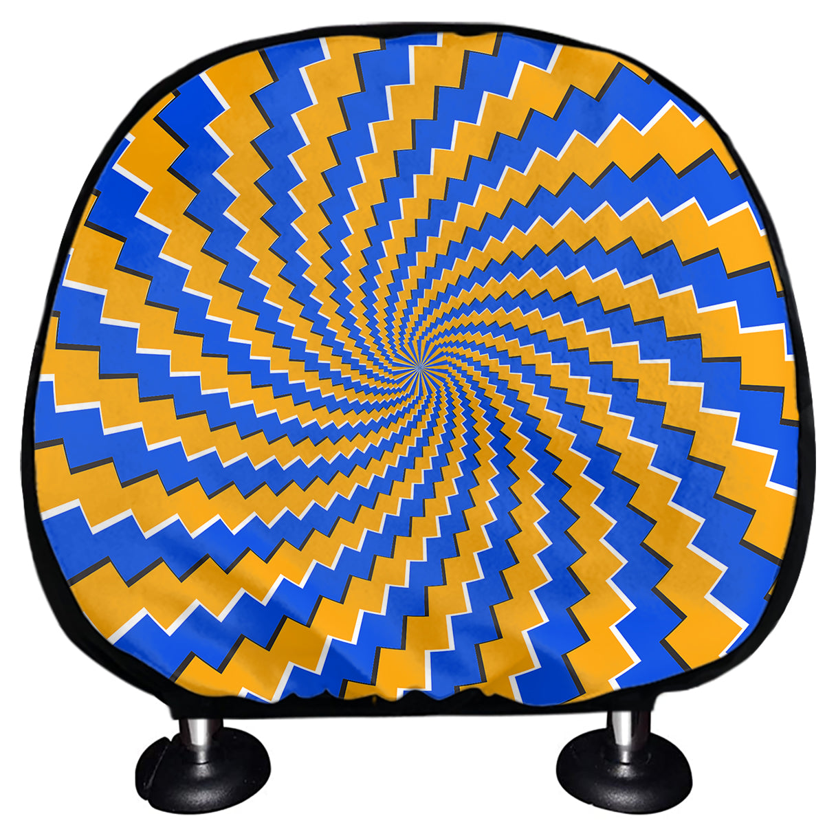 Yellow Spiral Moving Optical Illusion Car Headrest Covers