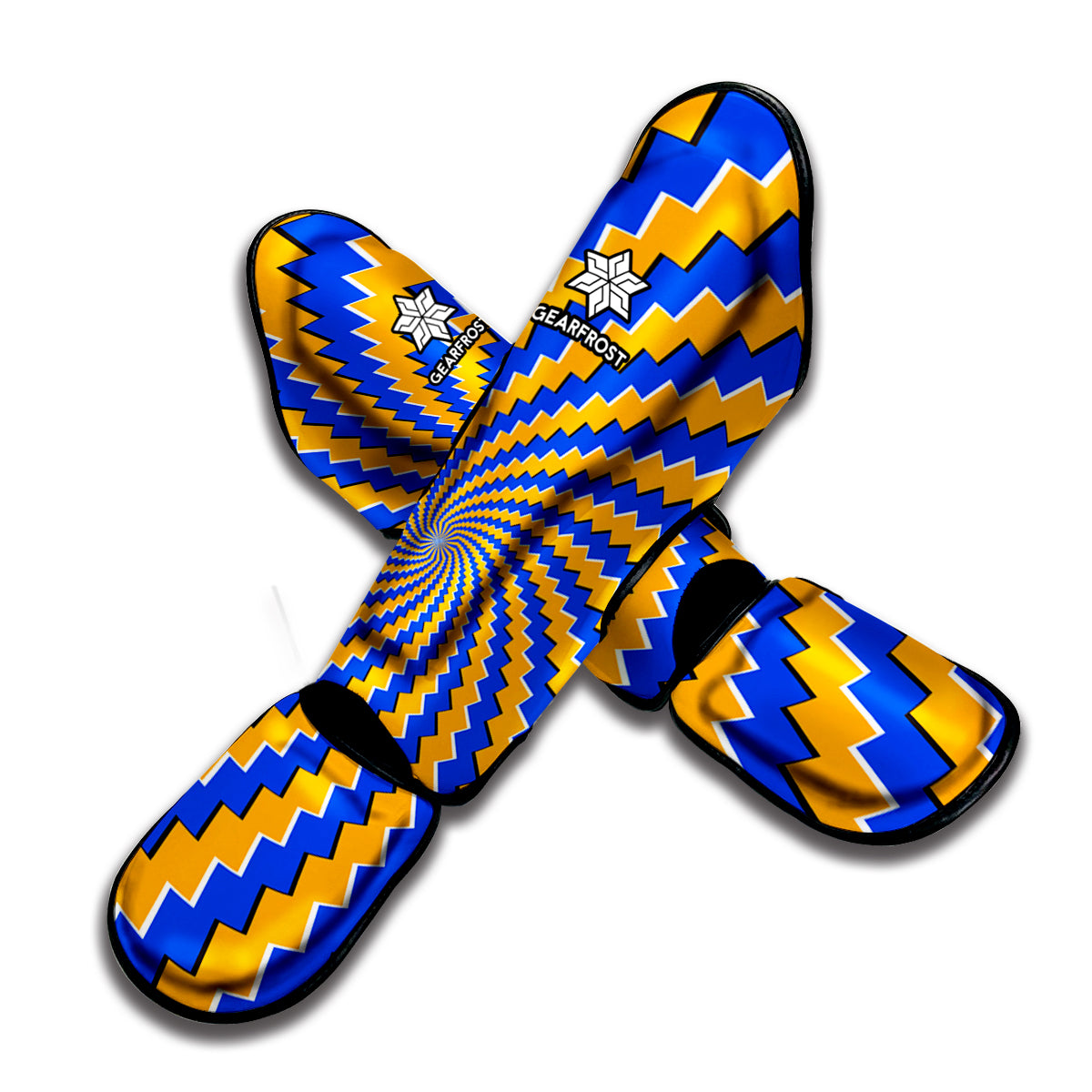 Yellow Spiral Moving Optical Illusion Muay Thai Shin Guard