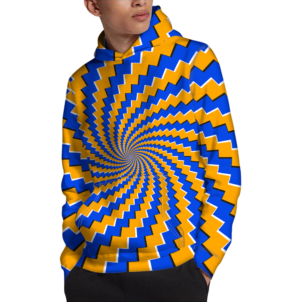 Yellow Spiral Moving Optical Illusion Pullover Hoodie