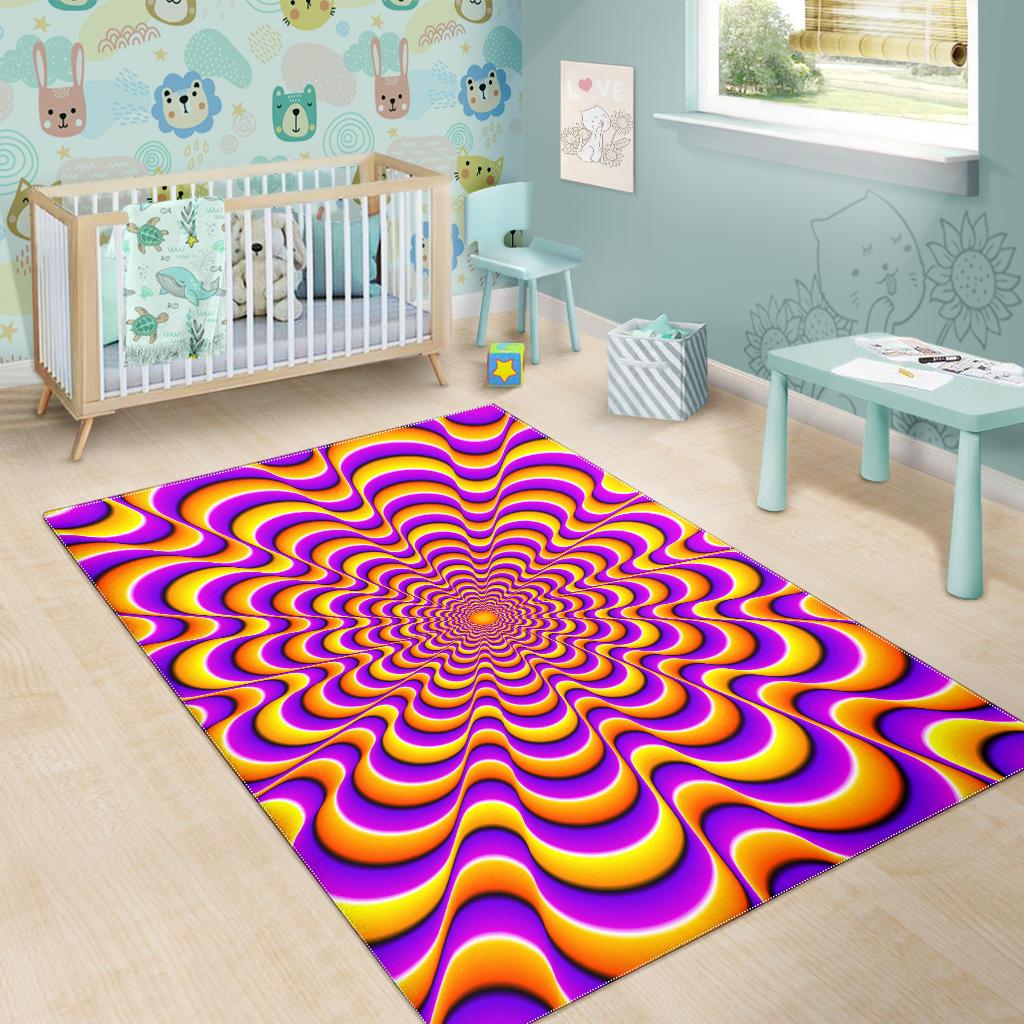 Yellow Splashing Moving Optical Illusion Area Rug GearFrost