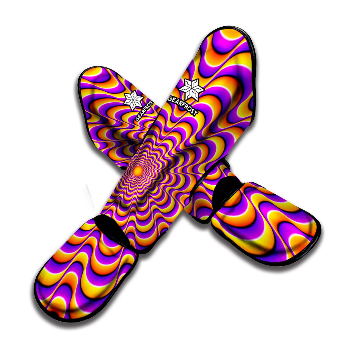 Yellow Splashing Moving Optical Illusion Muay Thai Shin Guard