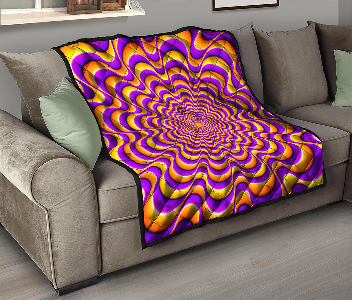 Yellow Splashing Moving Optical Illusion Quilt
