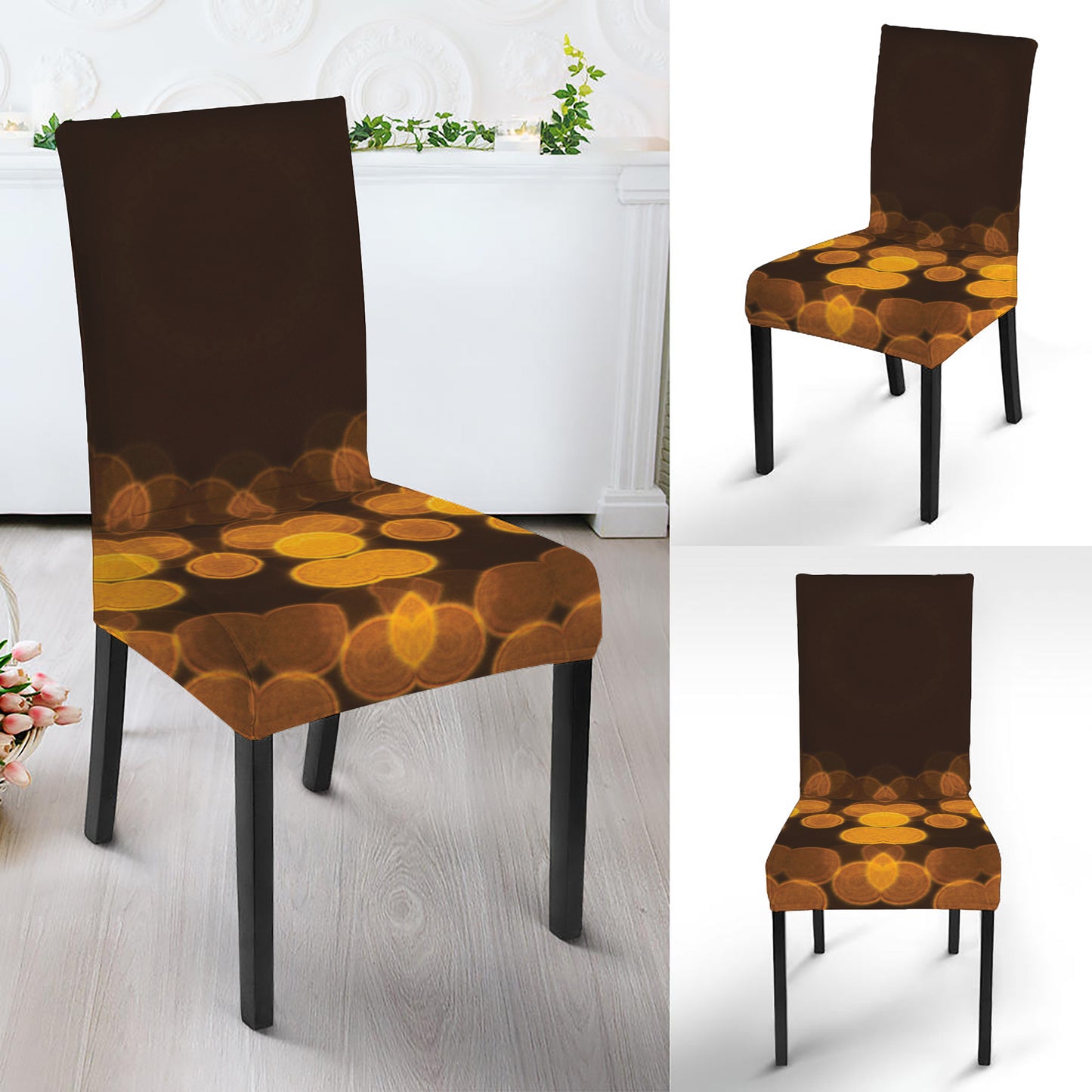 Yellow Spot Kaleidoscope Print Dining Chair Slipcover