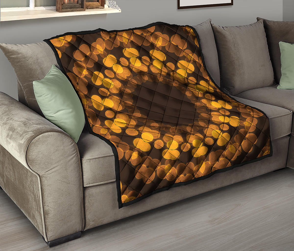 Yellow Spot Kaleidoscope Print Quilt