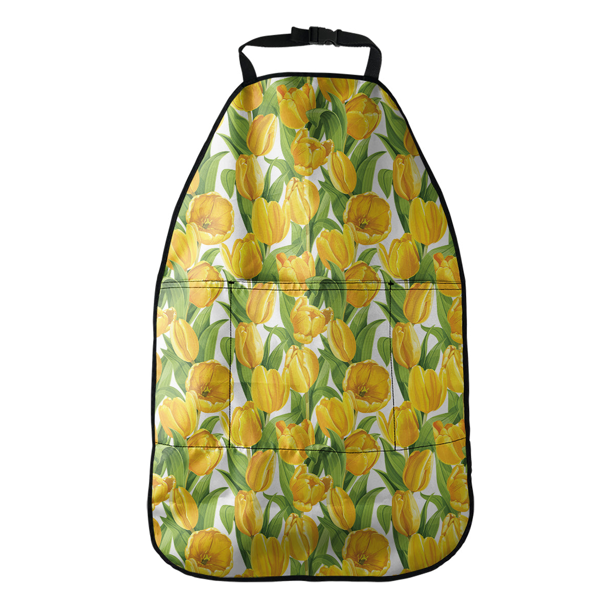 Yellow Spring Tulip Pattern Print Car Seat Organizers