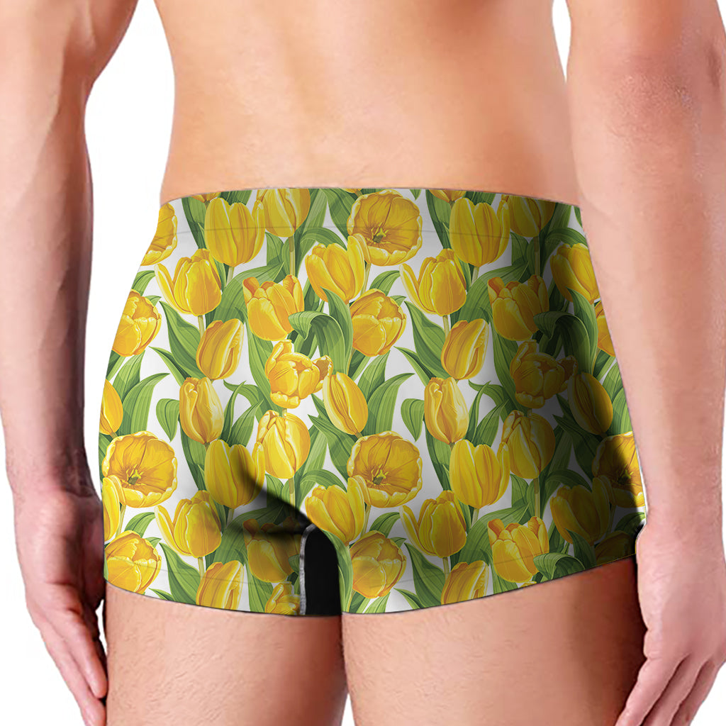 Yellow Spring Tulip Pattern Print Men's Boxer Briefs