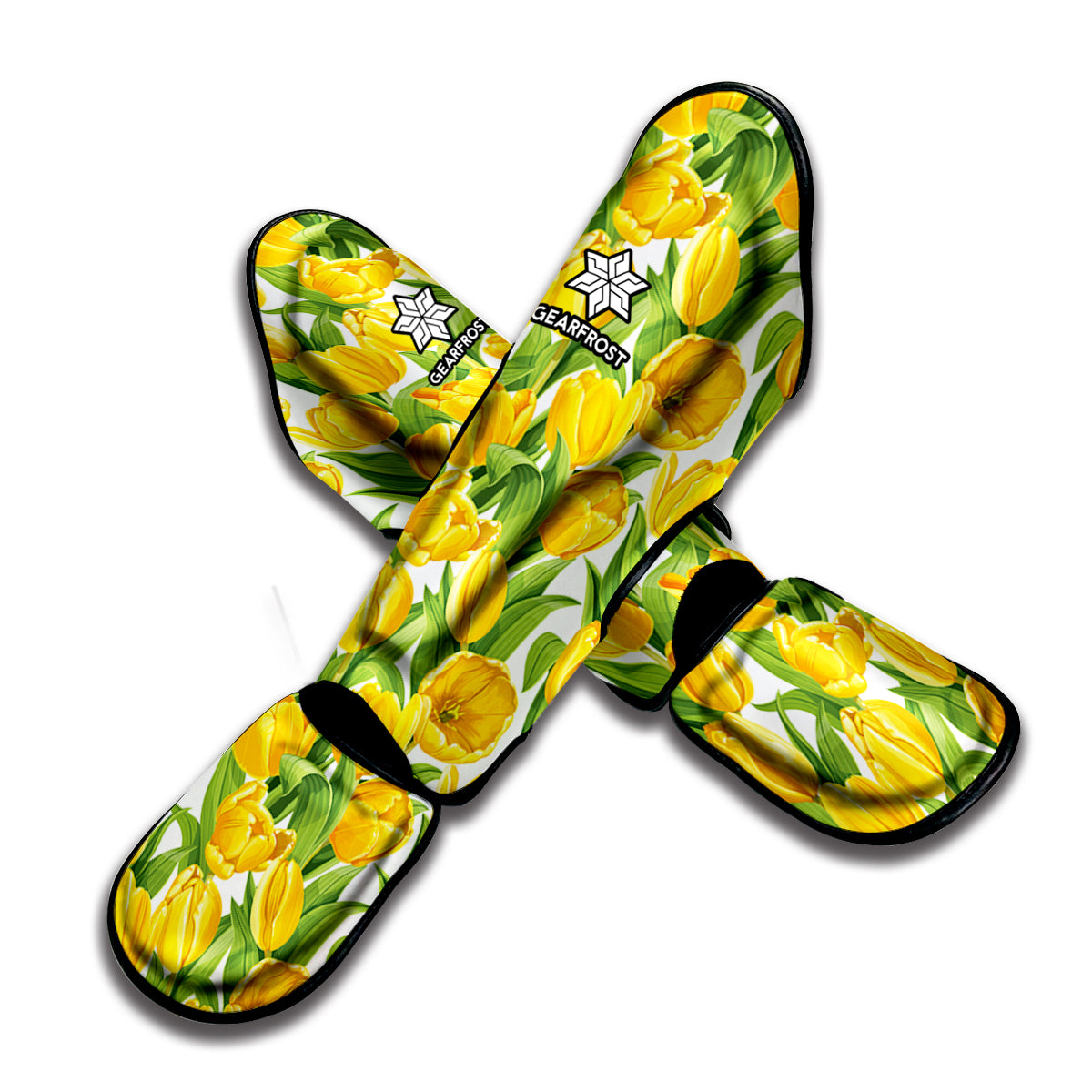 Yellow Spring Tulip Pattern Print Muay Thai Shin Guard