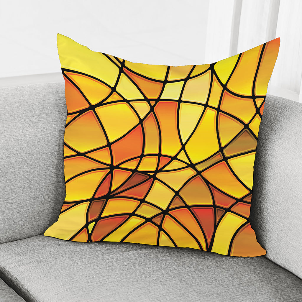 Yellow Stained Glass Mosaic Print Pillow Cover