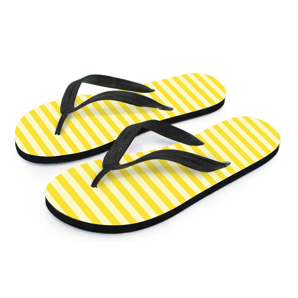 Yellow Striped Pattern Print Flip Flops