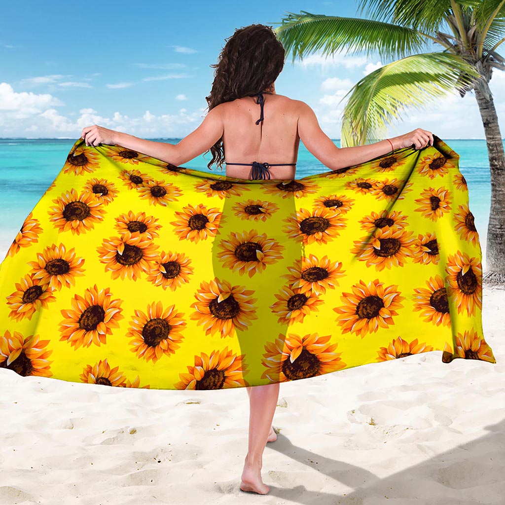 Yellow Sunflower Pattern Print Beach Sarong Wrap