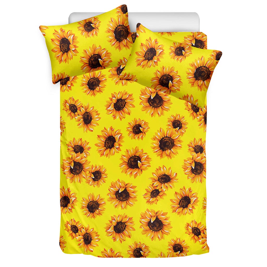 Yellow Sunflower Pattern Print Duvet Cover Bedding Set