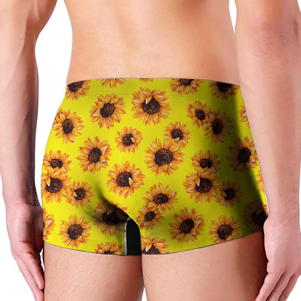 Yellow Sunflower Pattern Print Men's Boxer Briefs