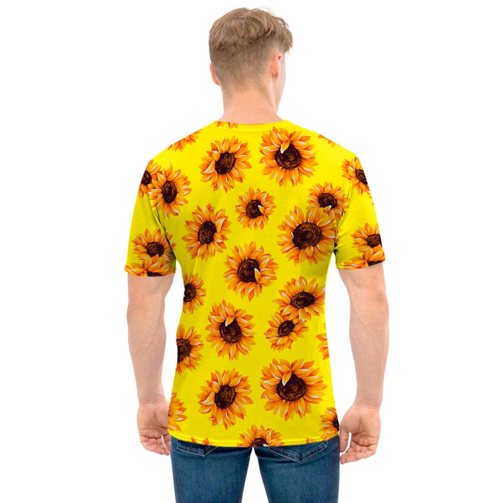Yellow Sunflower Pattern Print Men's T-Shirt