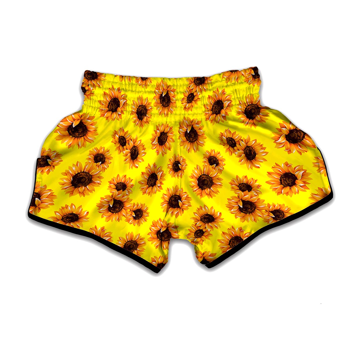 Yellow Sunflower Pattern Print Muay Thai Boxing Shorts