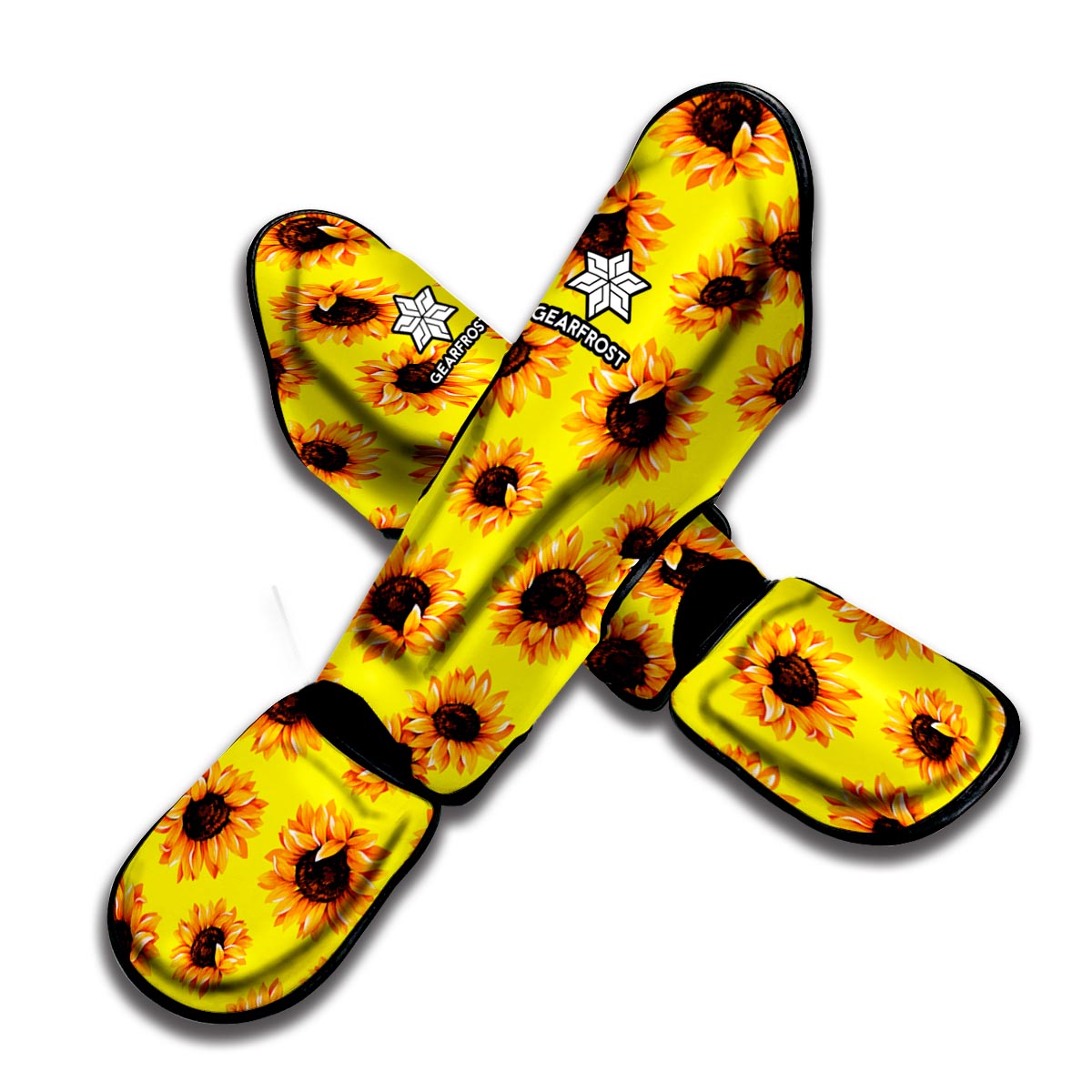 Yellow Sunflower Pattern Print Muay Thai Shin Guard