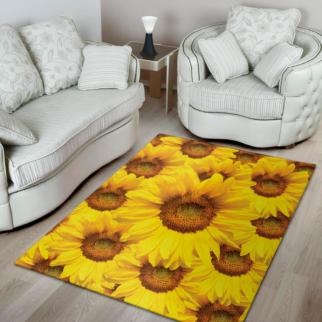 Yellow Sunflower Print Area Rug