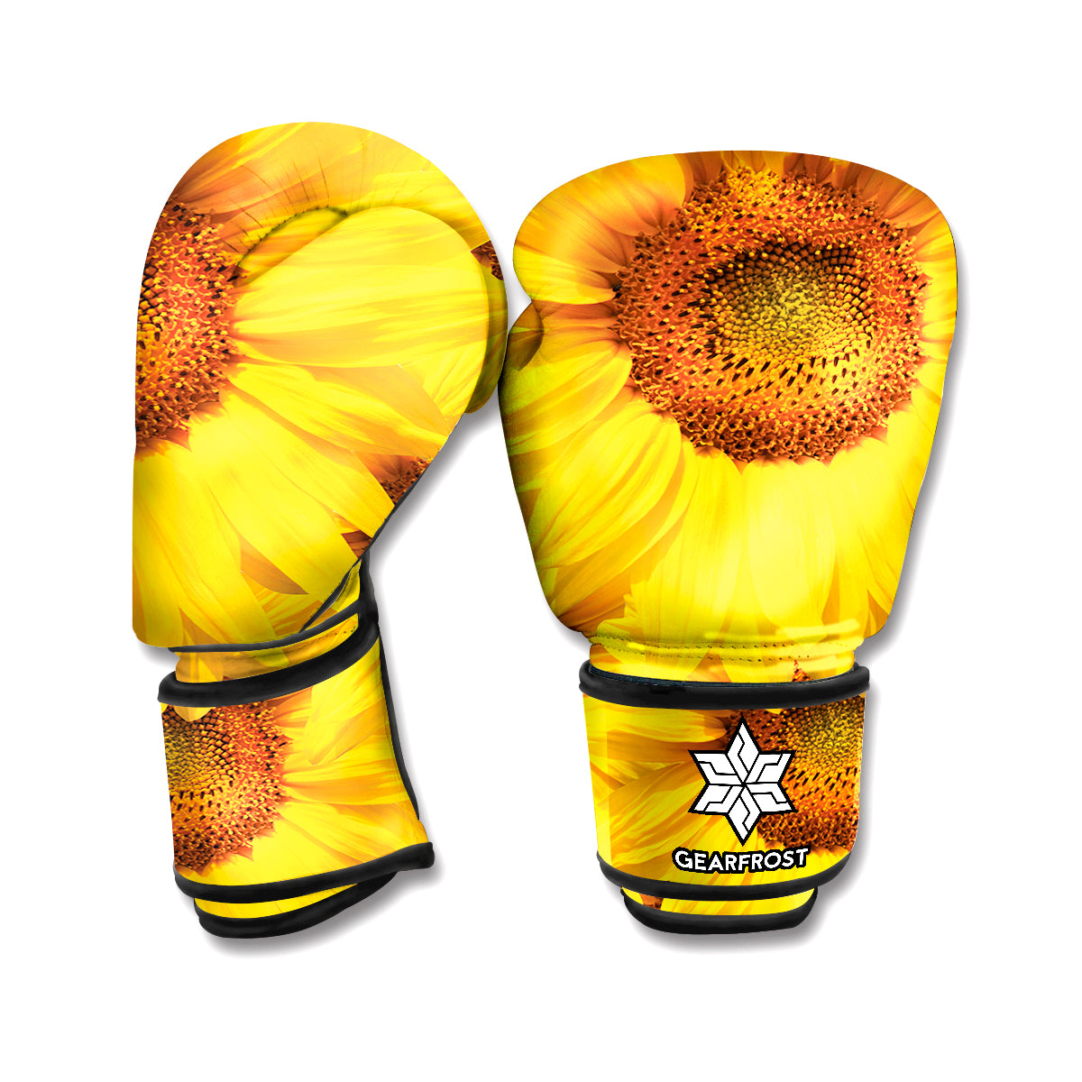 Yellow Sunflower Print Boxing Gloves