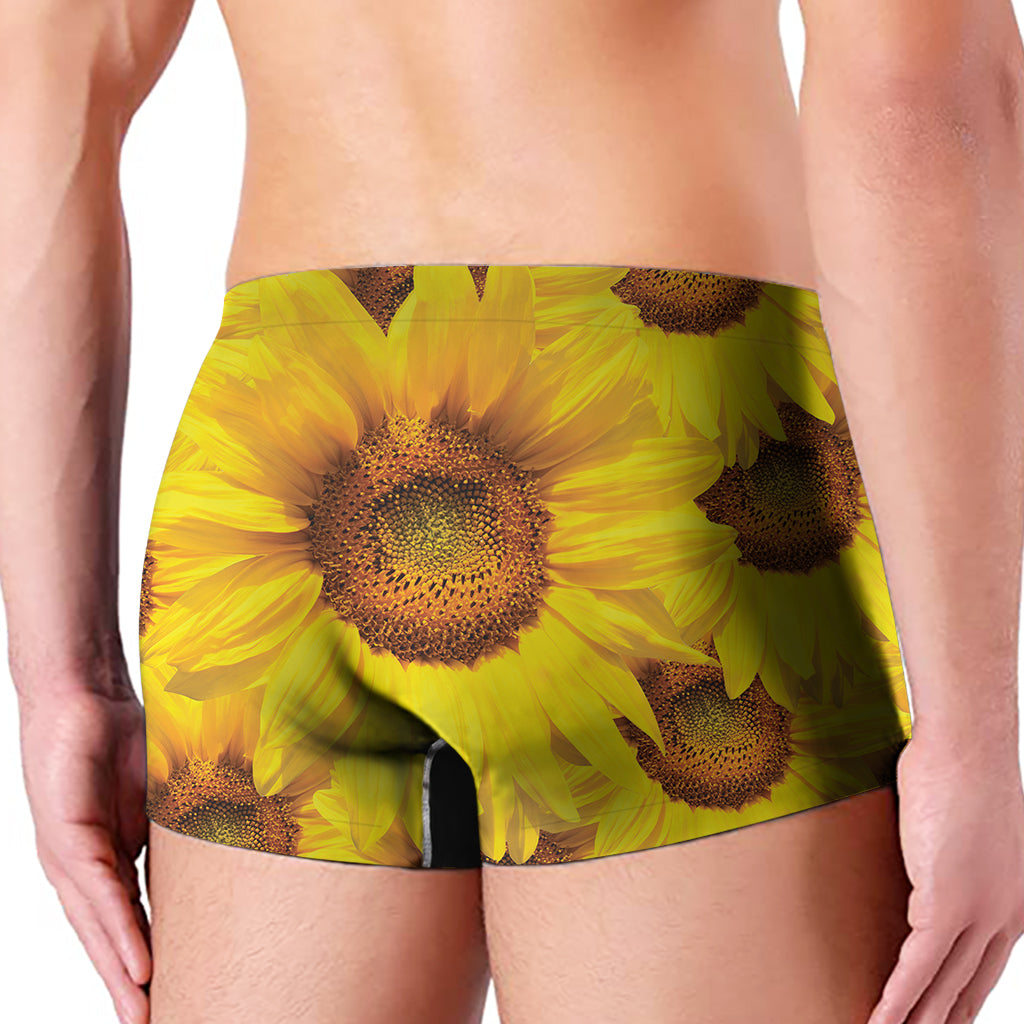 Yellow Sunflower Print Men's Boxer Briefs