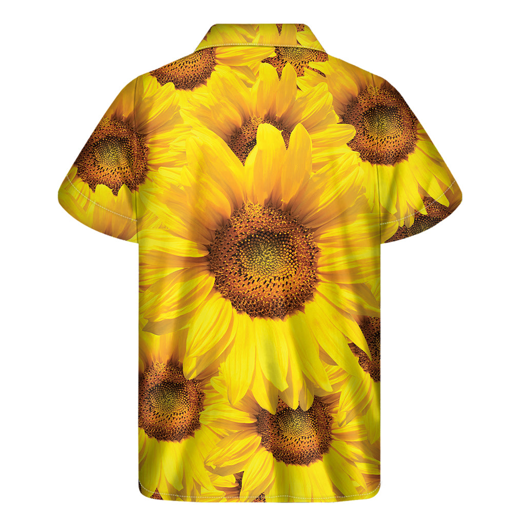Yellow Sunflower Print Men's Short Sleeve Shirt