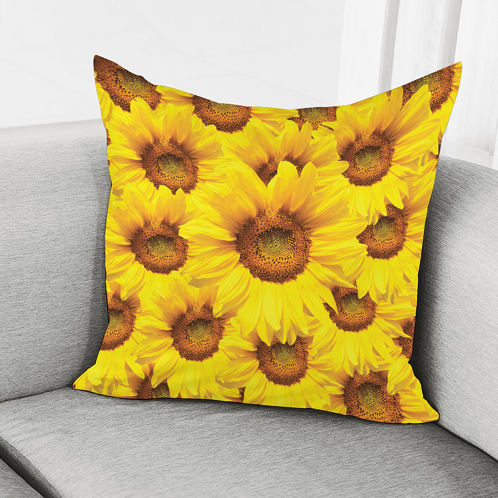 Yellow Sunflower Print Pillow Cover